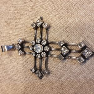 Vintage Fashionable Sterling Silver Diamond Paste Bishops Cross
